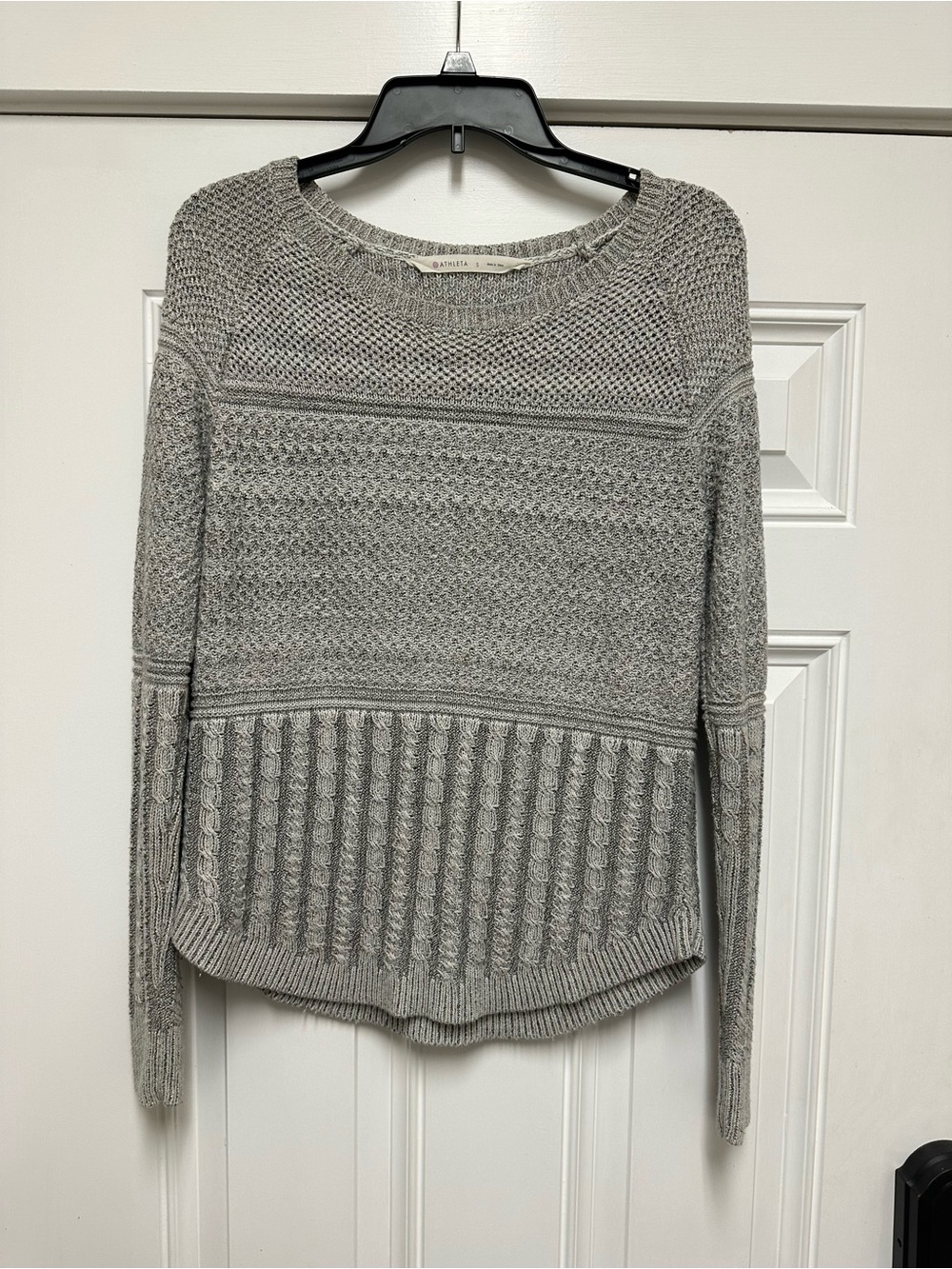 Athleta Light Gray Textured Crewneck Sweater